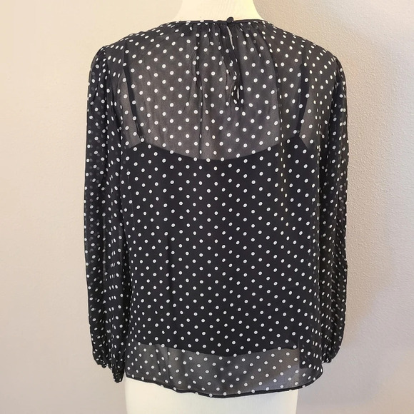 J Crew Puff Sleeve Polka Dot Lightweight Chiffon Top - Picture 4 of 5